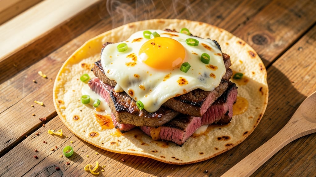 Steak Egg and Cheese Burritos Recipe: Crispy Tortillas With Melted Cheese and Runny Yolk Magic