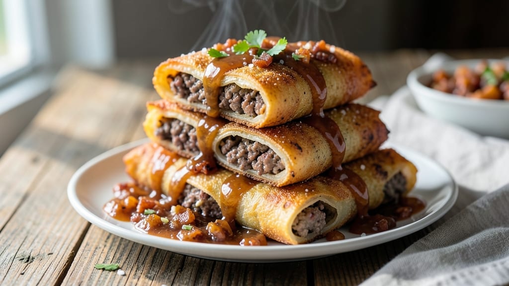 Bacon Jam Burger Egg Rolls Recipe: Smoky-Sweet Bites With Crispy Wraps