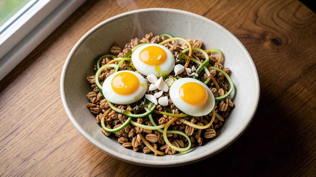 Zucchini Oatmeal Egg Recipe: Savory Breakfast Bowl with Crunchy Top