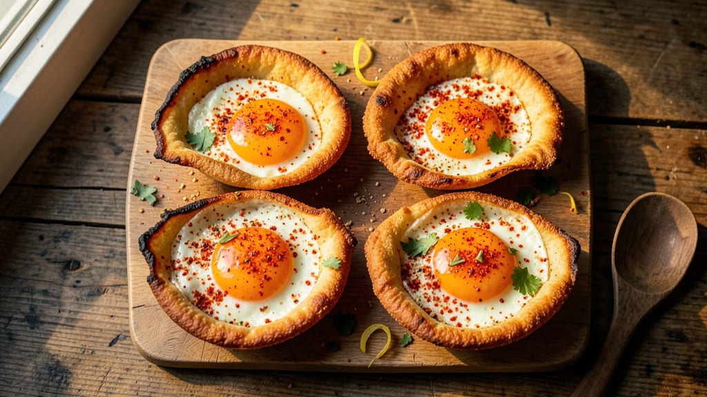 Spicy Fried Eggs Recipe: Crispy Tortilla Cups with Fiery Yolk Brilliance