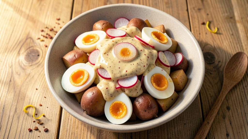 Potato Salad Recipe With Egg and Radishes: Crispy Eggs and Peppery Bite in One Bowl