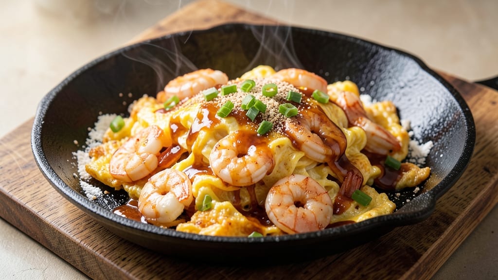 Shrimp Egg Foo Young Recipe Video: Wok-Seared Crispy Edges and Silky Egg Ribbons